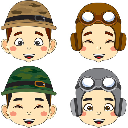 Soldier. Cartoon Face man vector illustrationのイラスト素材