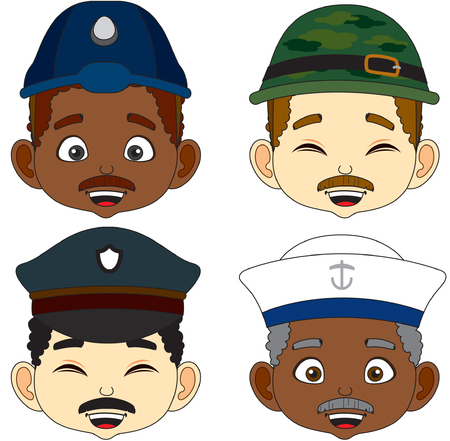 Soldier. Cartoon Face man vector illustrationのイラスト素材