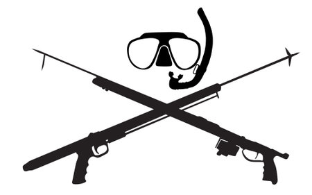 mask and snorkel with an underwater gun. Spearfishingのイラスト素材