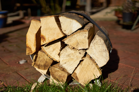 Logs of wood slitted on stretcher - oak and beech