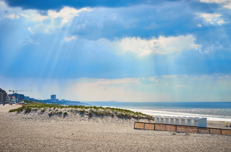 Sandy dunes with grass / Beach of Belgium near Nieuwpoortの写真素材