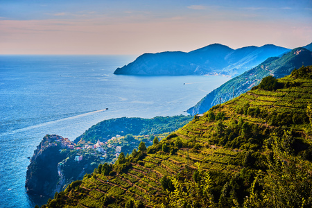 Dramatic coastline of Cinque Terre / Oceanview in Liguria - Italyの写真素材