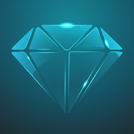 blue glass diamond icon. のイラスト素材