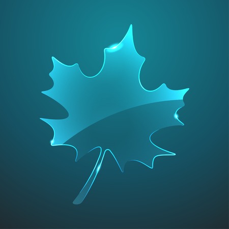 blue glass maple leaf icon. のイラスト素材