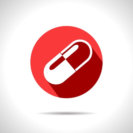Vector red capsule pill icon. Eps10のイラスト素材