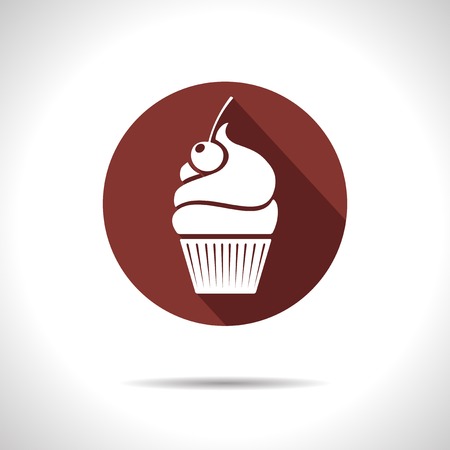 Vector red cupcake with cherry icon.のイラスト素材