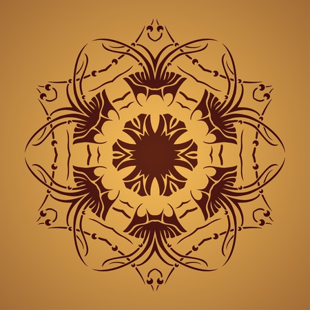 Vector round retro ornament with jellyfish elements のイラスト素材