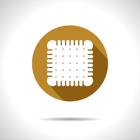 Vector beige biscuit flat icon with shadow  Eps10のイラスト素材
