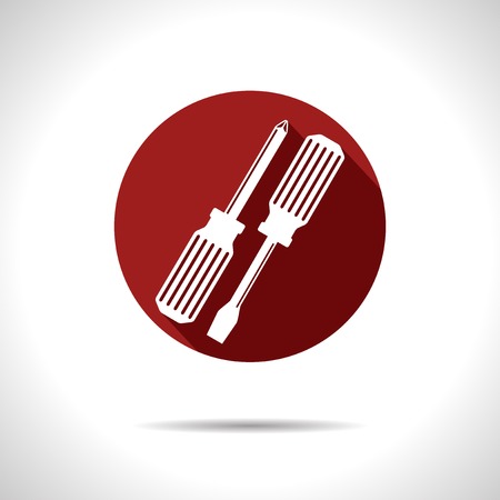 Vector red two screwdrivers flat icon  Eps10のイラスト素材