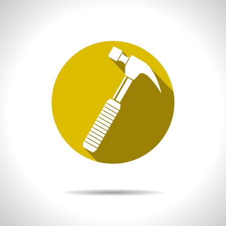Vector yellow hammer flat icon with shadow  Eps10のイラスト素材