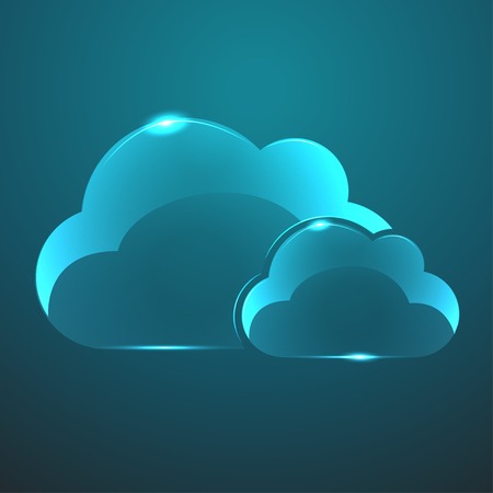 Vector gloss glass two clouds icon  Eps10のイラスト素材