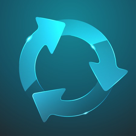 Vector blue gloss glass three arrows icon  Eps10のイラスト素材