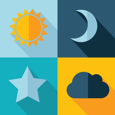 Vector weather set icon  sun star moon cloud  Eps10のイラスト素材