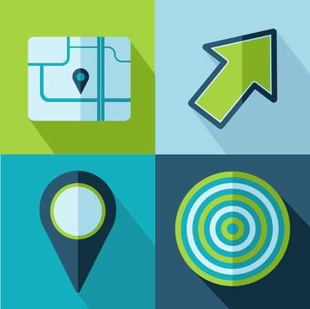 Vector retro color travel set icons  Eps10のイラスト素材