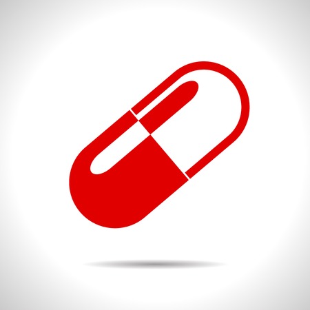 Vector flat isolate red capsule pill icon  Eps10のイラスト素材