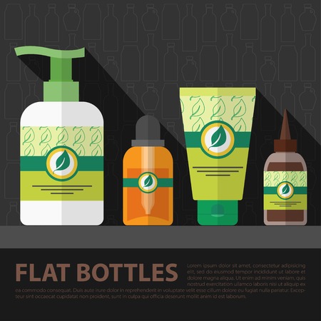 Vector flat cosmetic bottles set. Simple design. Eps10のイラスト素材