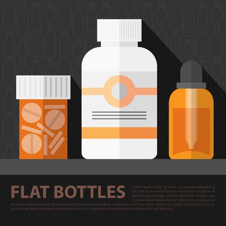 Vector flat tablet bottles set. Flat health elements. Eps10のイラスト素材