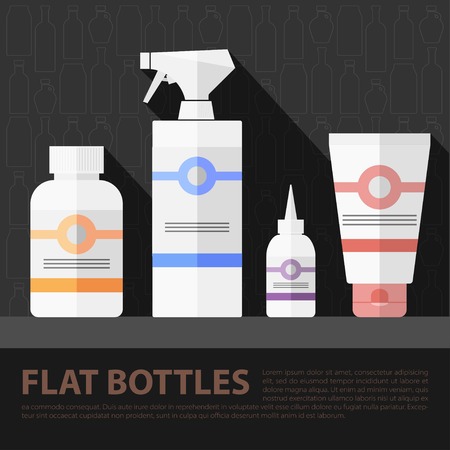 Vector flat  cosmetic bottles set. Flat health elements. Eps10のイラスト素材