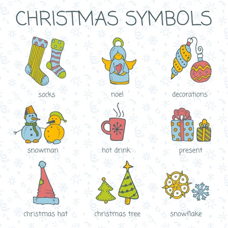 Vector christmas doodles icons. Hand draw. Eps10のイラスト素材