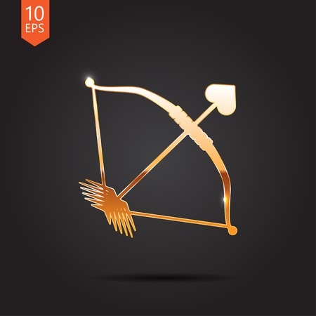 Vector gold amour arrow icon isolated on dark background. Eps10のイラスト素材