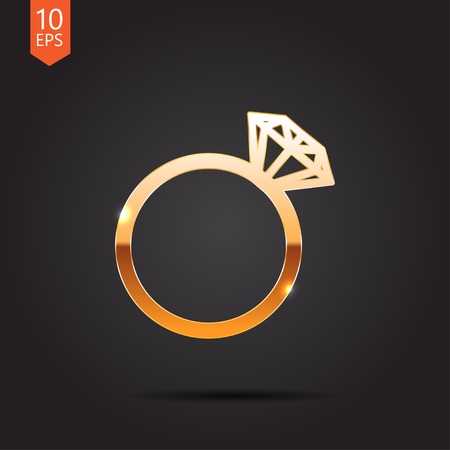 Vector gold wedding ring icon isolated on dark background. Eps10のイラスト素材