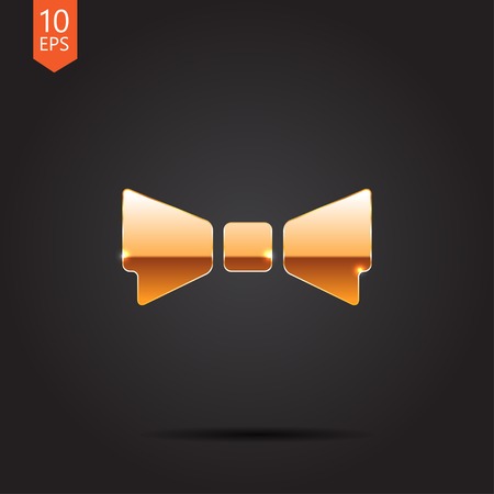 Vector gold bow-tie icon isolated on dark background. Eps10のイラスト素材