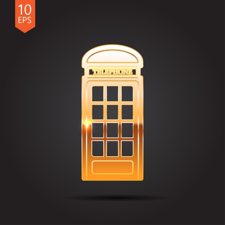 Vector gold telephone box icon isolated on dark background. Eps10のイラスト素材