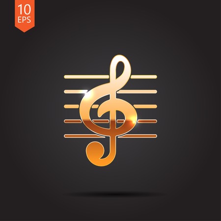 Vector gold music icon isolated on dark background. Eps10のイラスト素材
