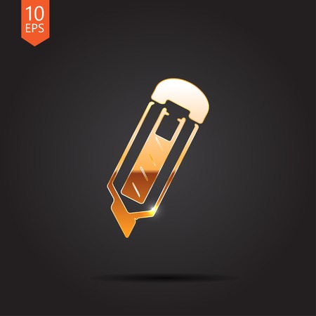 Vector gold knife icon isolated on dark background. Eps10のイラスト素材