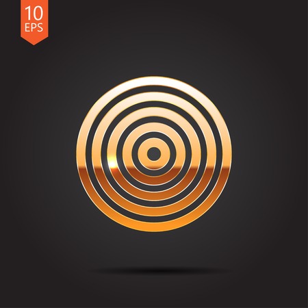 Vector gold target icon isolated on dark background. Eps10のイラスト素材