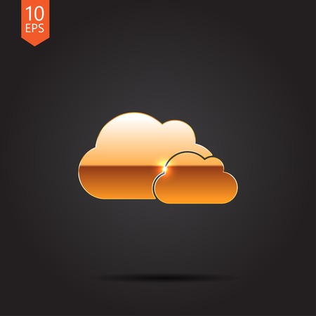 Vector gold two clouds icon isolated on dark background. Eps10のイラスト素材