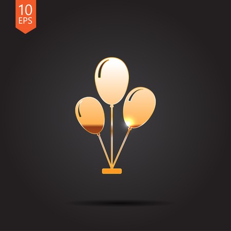 Vector gold balloons icon isolated on dark background. Eps10のイラスト素材