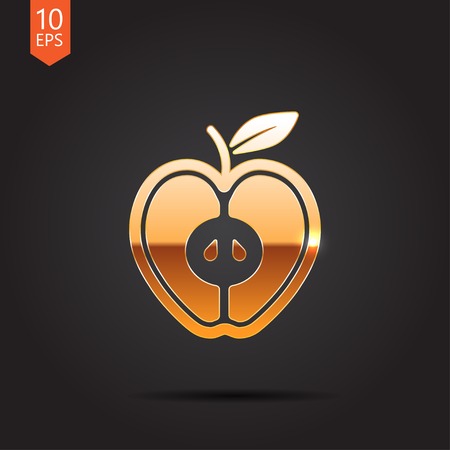 Vector gold apple icon isolated on dark background. Eps10のイラスト素材