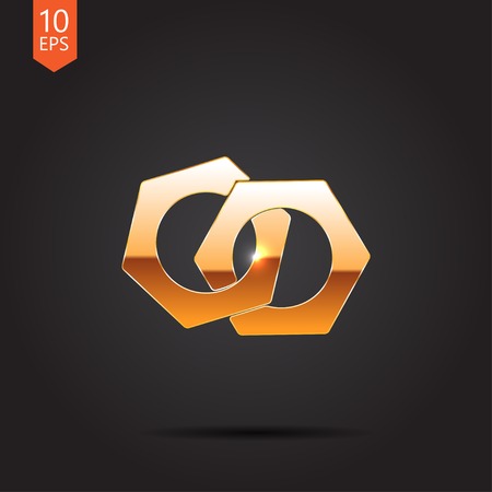 Vector gold nut icon isolated on dark background. Eps10のイラスト素材
