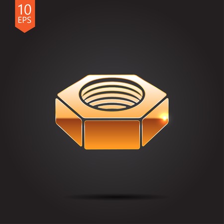 Vector gold nut icon isolated on dark background. Eps10のイラスト素材