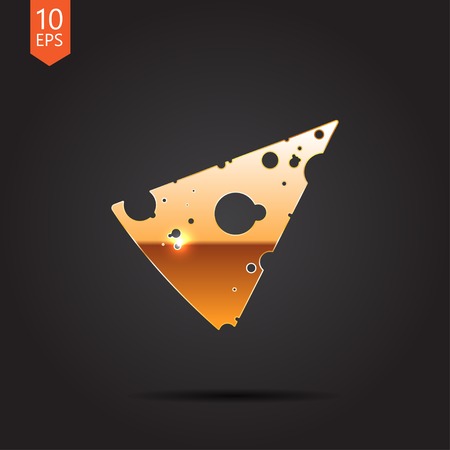 Vector gold slab of cheese  icon isolated on dark background. Eps10のイラスト素材