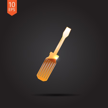Vector gold screwdriver icon isolated on dark background. Eps10のイラスト素材