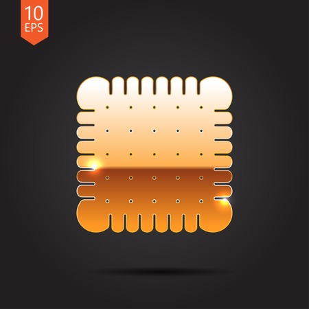 Vector gold biscuit icon isolated on dark background. Eps10のイラスト素材