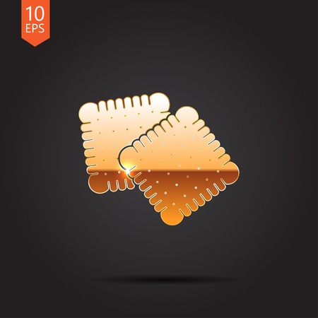 Vector gold two biscuits icon isolated on dark background. Eps10のイラスト素材