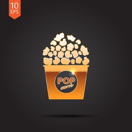 Vector gold pop corn  icon isolated on dark backgrond. Eps10のイラスト素材