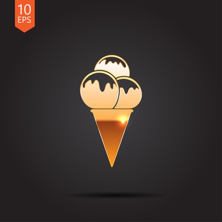 Vector gold ice-cream icon isolated on dark background. Eps10のイラスト素材