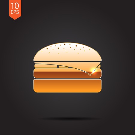Vector gold burger icon isolated on dark background. Eps10のイラスト素材