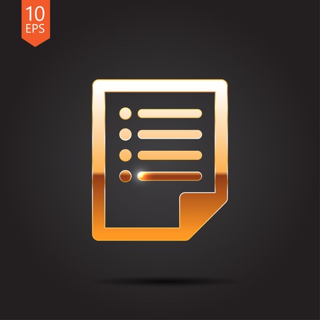 Vector gold document icon isolated on dark background. Eps10のイラスト素材