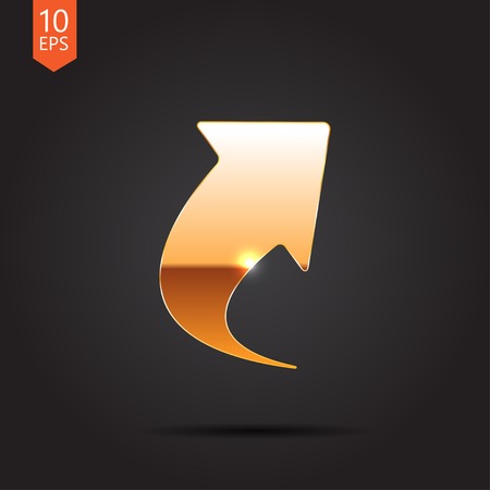 Vector gold arrow icon isolated on dark background. Eps10のイラスト素材