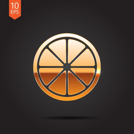Vector gold citrus icon isolated on dark background. Eps10のイラスト素材