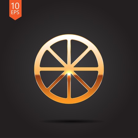 Vector gold citrus icon isolated on dark background. Eps10のイラスト素材