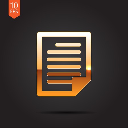 Vector gold document icon isolated on dark background. Eps10のイラスト素材