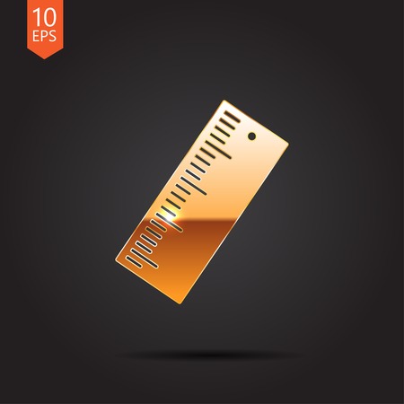 Vector gold ruler icon isolated on dark background. Eps10のイラスト素材