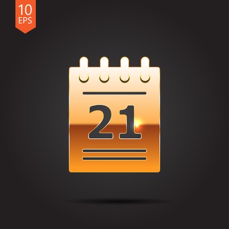 Vector gold calendar icon isolated on dark background. Eps10のイラスト素材