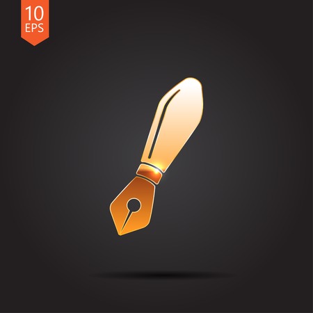Vector gold fountain pen icon isolated on dark background. Eps10のイラスト素材